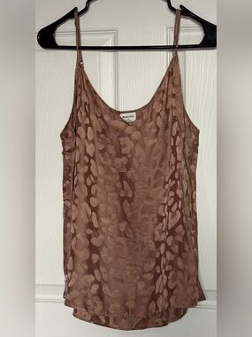 Babaton Brown Silk Blend Leopard-Print Slip Tank